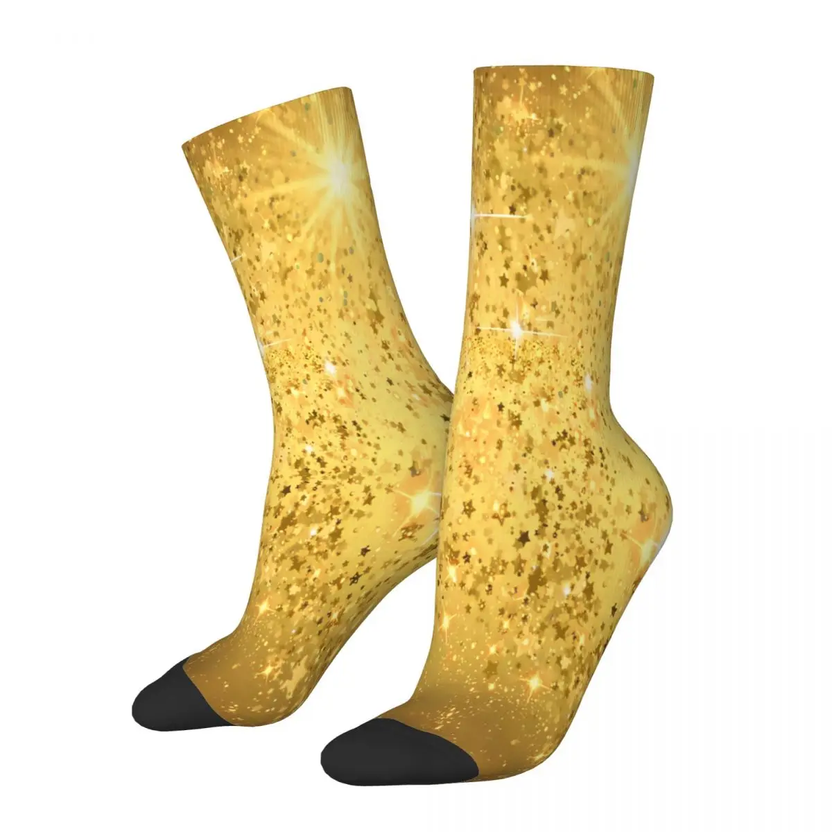 Golden Glitter Sparkles Sequins Socks Male Mens Women Winter Stockings Printed