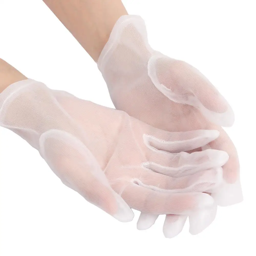 Girls Fashion Transparent Ultra Thin Faux Silk Wedding Mesh Short Gloves Finger Gloves Opera Gloves