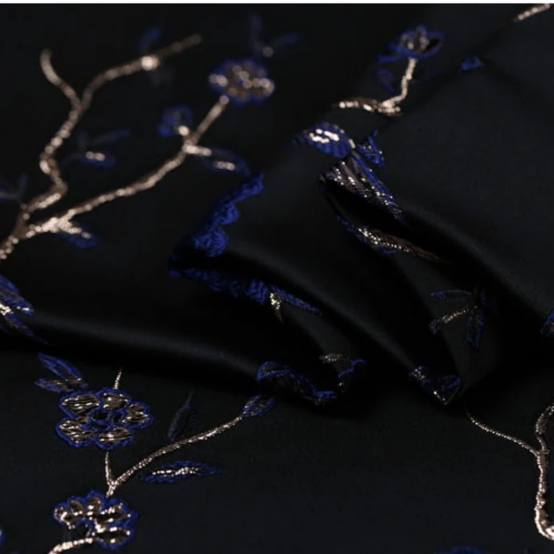 Jacquard Brocade Gold Silk Fabric European Brand Fashion Design for Dress Windbreaker Autumn Winter Cloth by the Meter Diy Sew