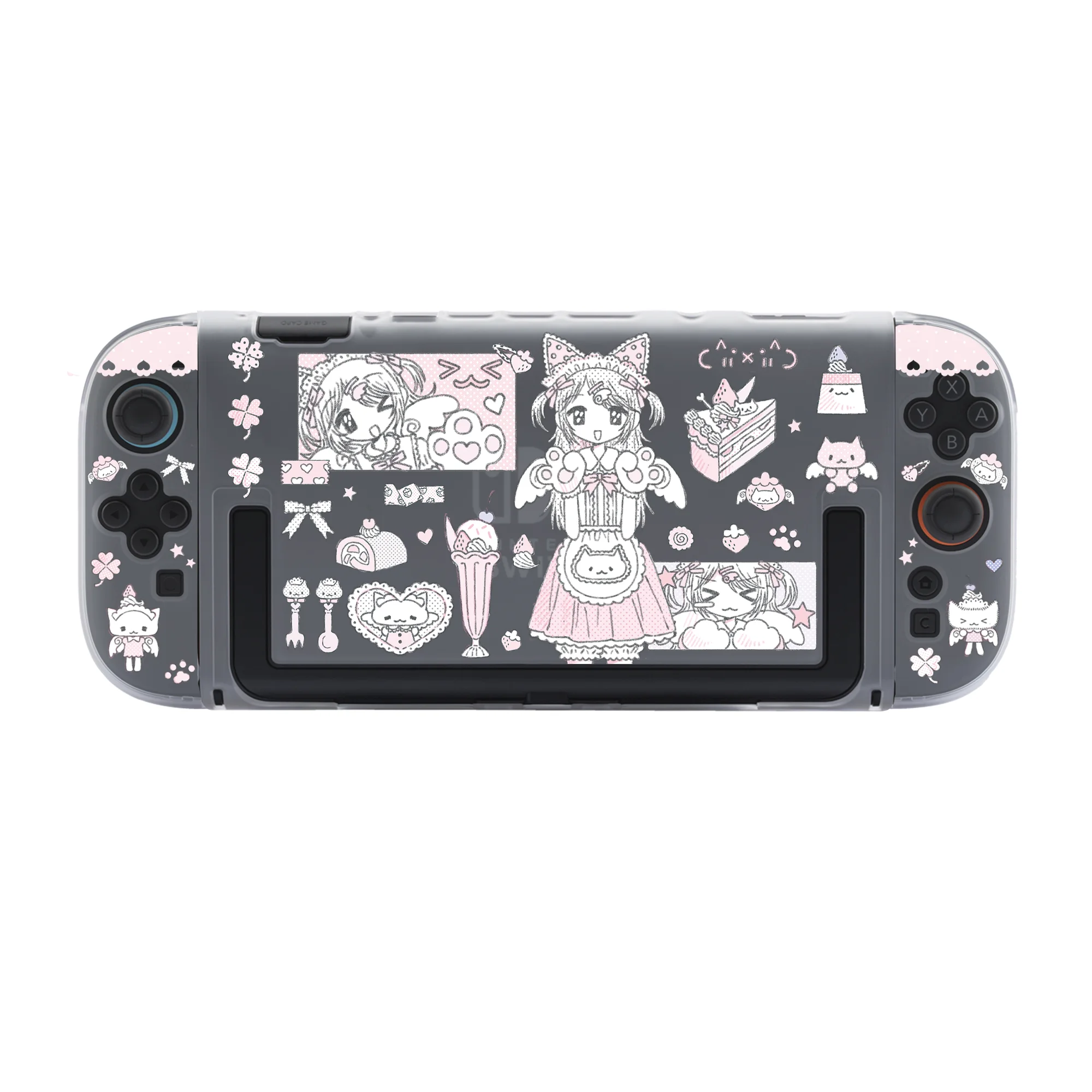 Kawaii Switch 2 Protective Case Anime Girl Gamin Console Dock Cover for Nintendo Switch 2/OLED Joy-Con Hard Case Dock Compatible view 5