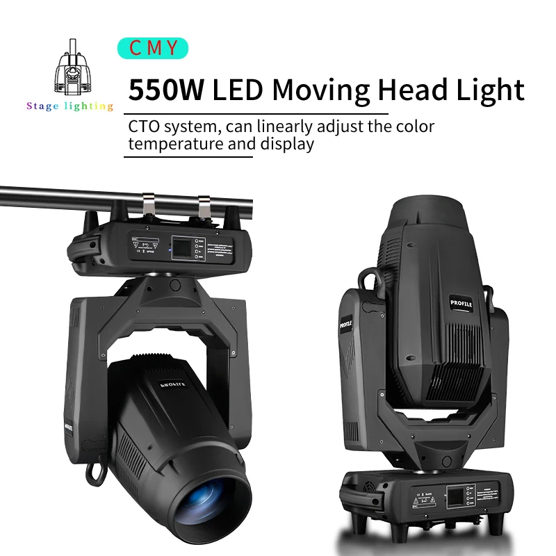 

550W LED CMY CTO Profile Spot Beam Wash Zoom DMX512 Moving Head Lighting Effect Rotating Prism Dj Disco