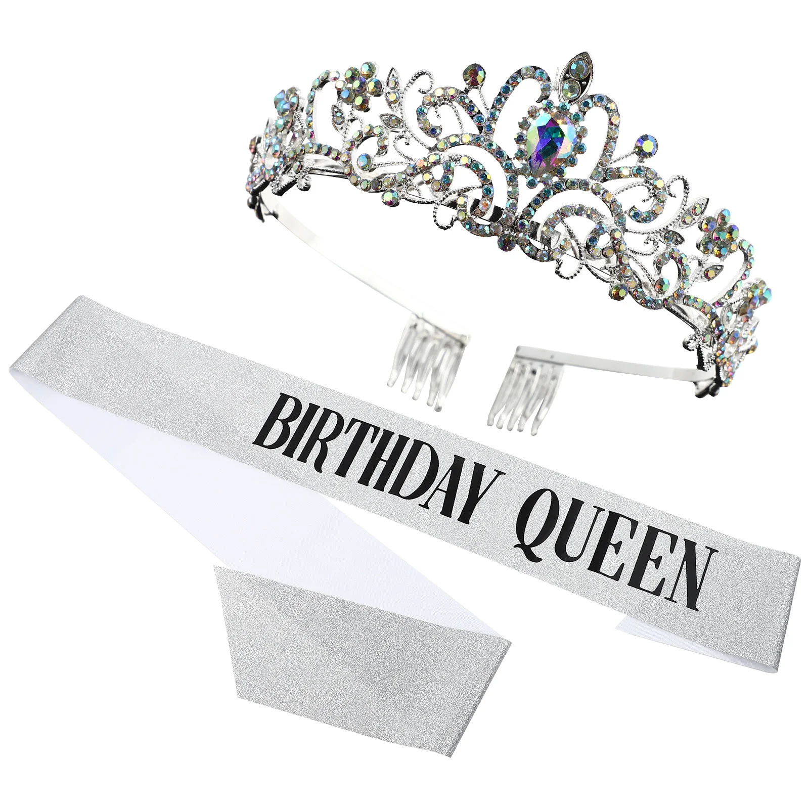 1 مجموعة تاج حزام الكتف مجموعة اليدوية حجر الراين حفلة عيد ميلاد وشاح الزخرفية آداب حزام التصوير الدعائم #6