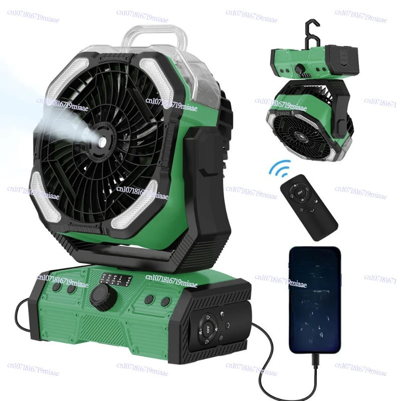 

Портативный настольный вентилятор для кемпинга на открытом воздухе с большой мощностью, регулировкой скорости, функцией повербанка и длительным временем работы от батареи.