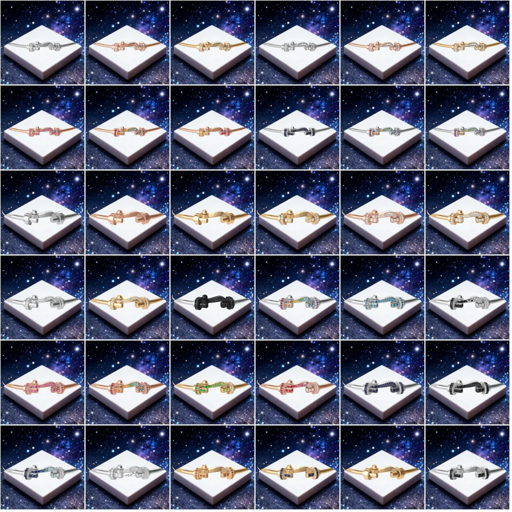 

KUXM 2025 New 925 Silver Medium And Large U Shaped Hard Bracelet Female Suitable Daily Wear Party Gifts Luxurious Couple Jewelry