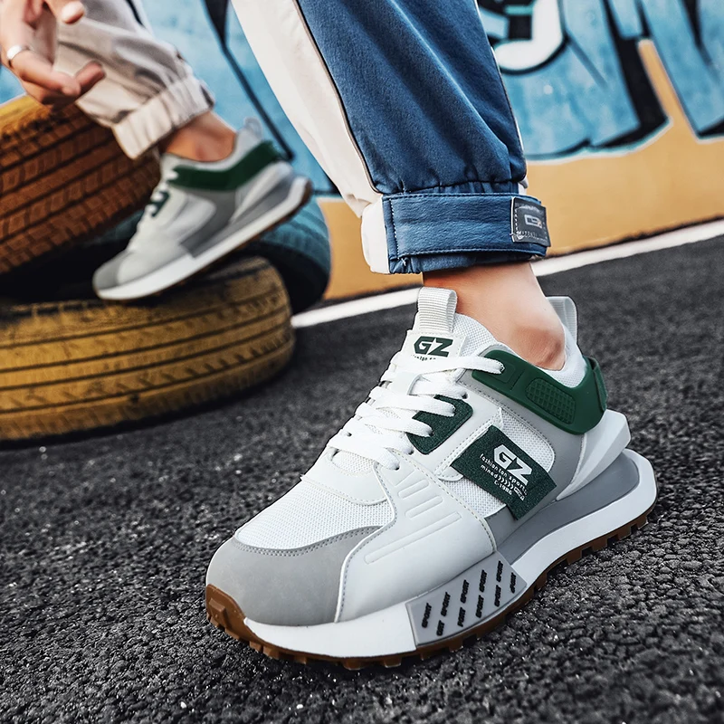 Herren-Freizeitschuhe, modische Sportschuhe, klassische und stilvolle Sneaker mit Schnürung, leicht, bequem und atmungsaktiv. – Detail 6