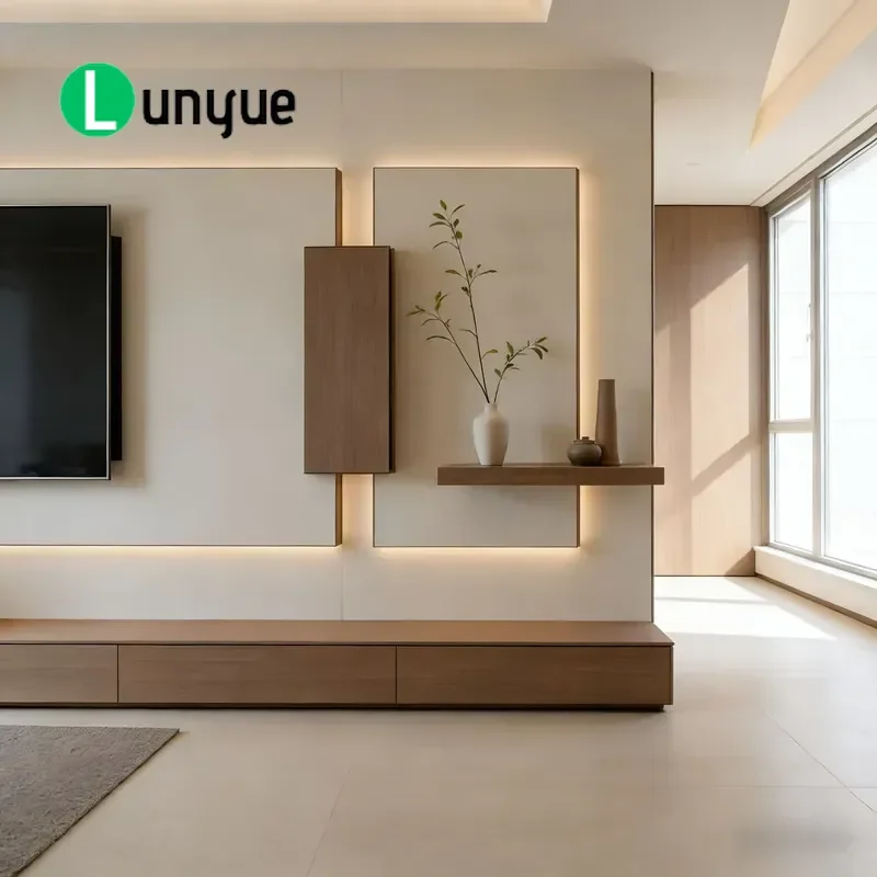 Modern Walnut TV Cabinet with Drawers and Open Shelving Living Room Media Console Customizable Storage Furniture for Home