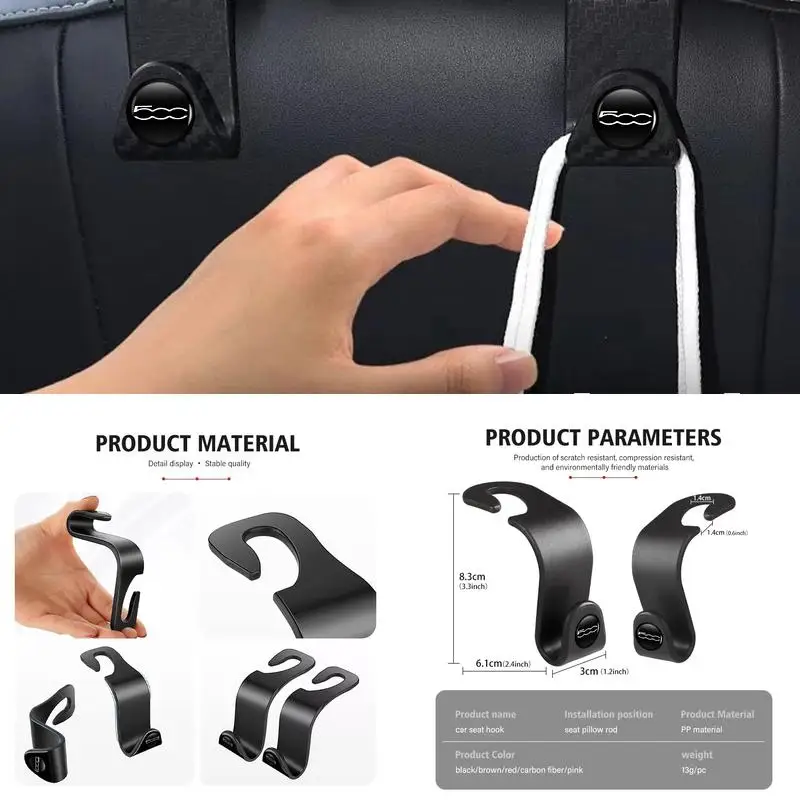 Car Headrest Seat Hook Rear Seat Storage Hanging Hook For Fiat 500 500C 500L Tipo Bravo Punto Interior Accessories