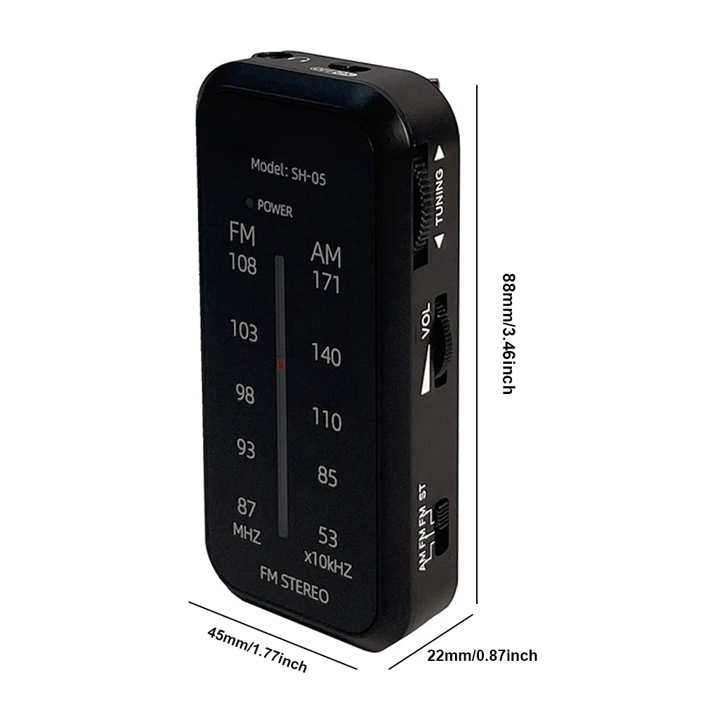 Zakradio Inclusief hoofdtelefoon Draagbare batterij-aangedreven radio met achterclip Walkman-radio voor wandelen Joggen Kamperen