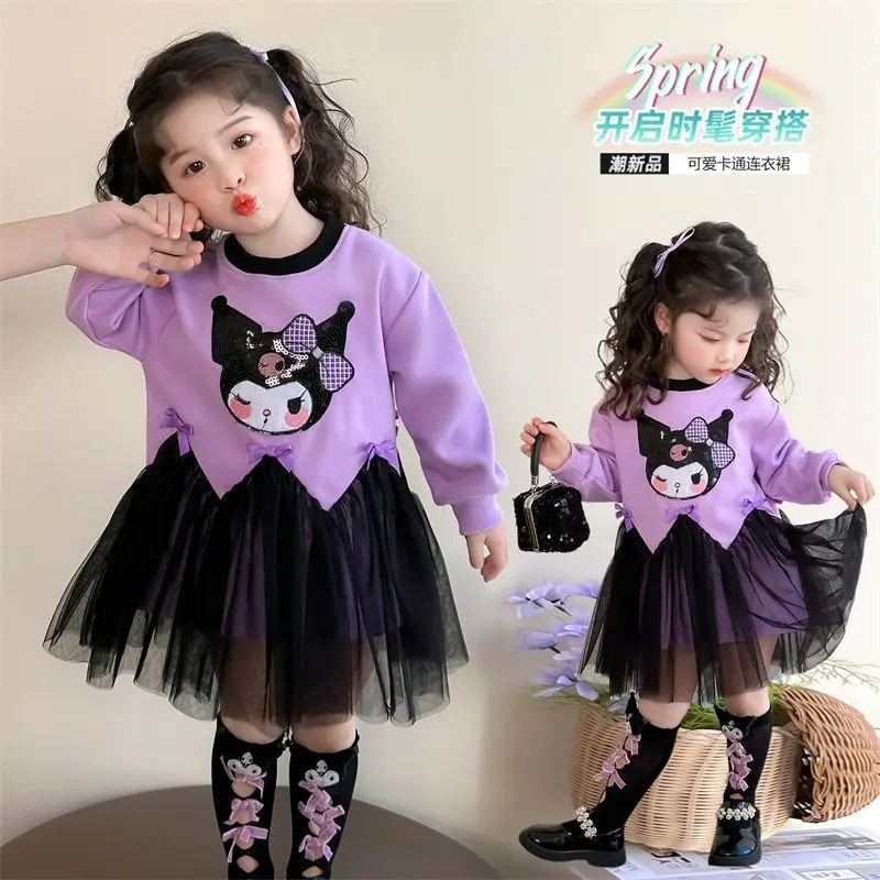 

Girls kulomi dress spring autumn new children's cartoon fashion personality comfortable soft cute princess dress holiday gift