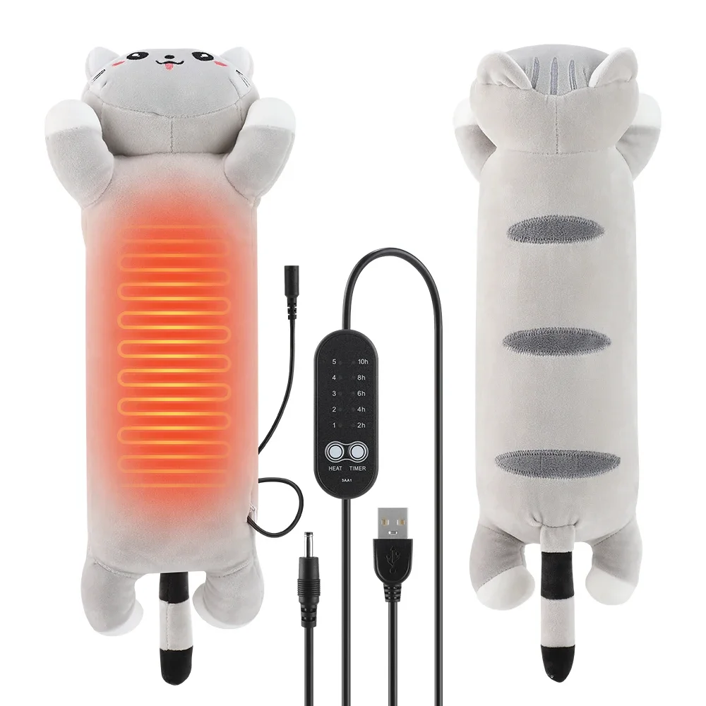 at Plush Heated Pillow 5 Heat Levels 5 Timer Settings USB Rechargeable Warm Stuffed Animal Soothe Stiffness Cozy Home Decor