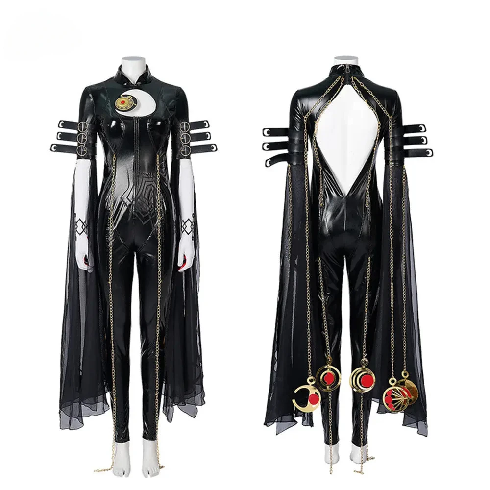 

Bayonetta Cosplay Costume Sexy Bodysuit Women's Bayonetta Blaco Witch Cosplay Jumpsuit Halloween Costume With Gloves Headband