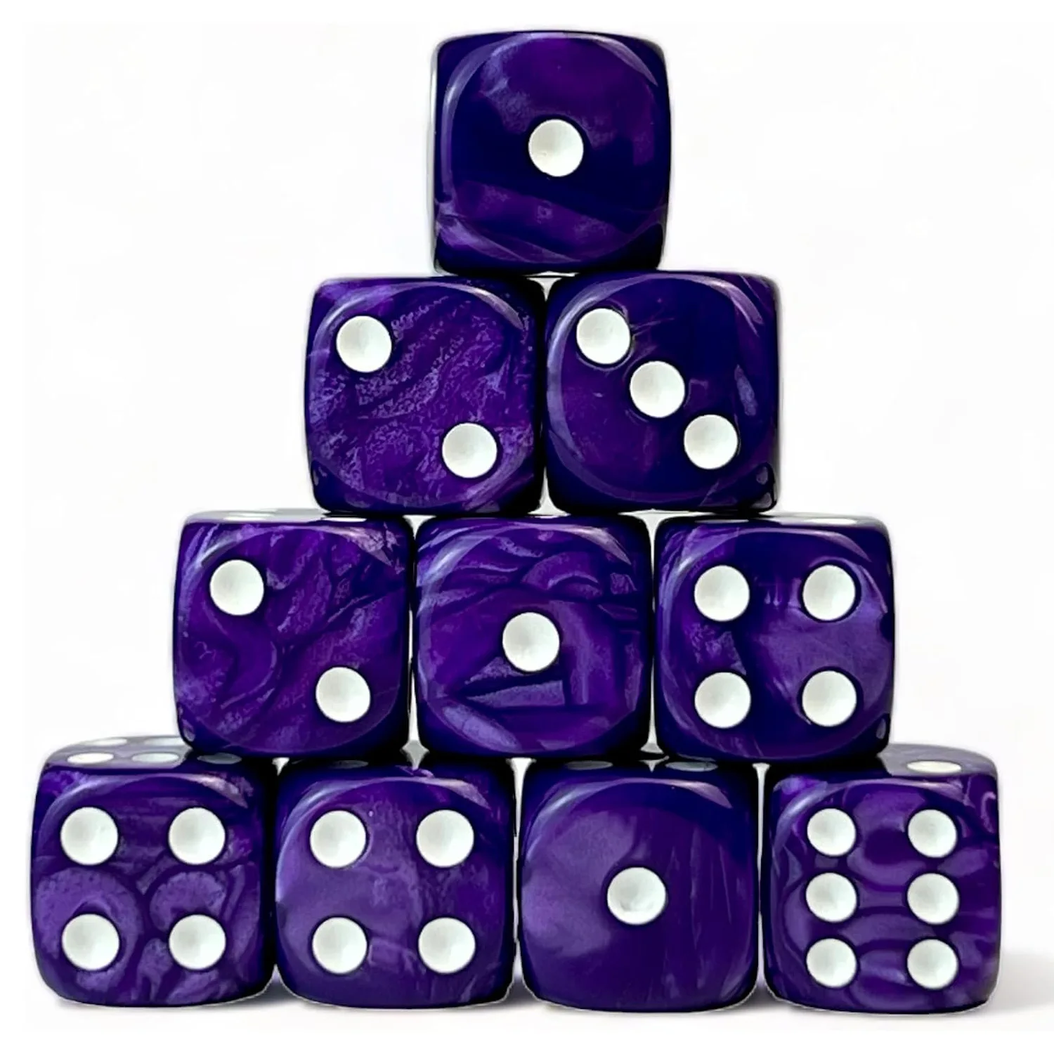 24Pcs/pack High Quality Boutique 18mm Acrylic Rounded Corners D6 Dice Marble Pattern Silver Dot Dice