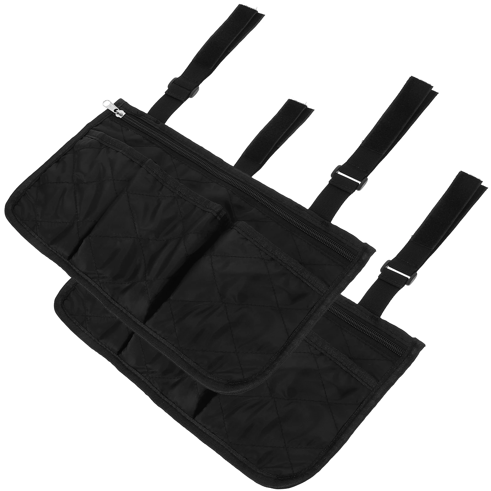 

2PCS Wheelchair Storage Bag Side Hanging Accessories for Seniors Durable Oxford Cloth Black Stroller Bag Files Folder