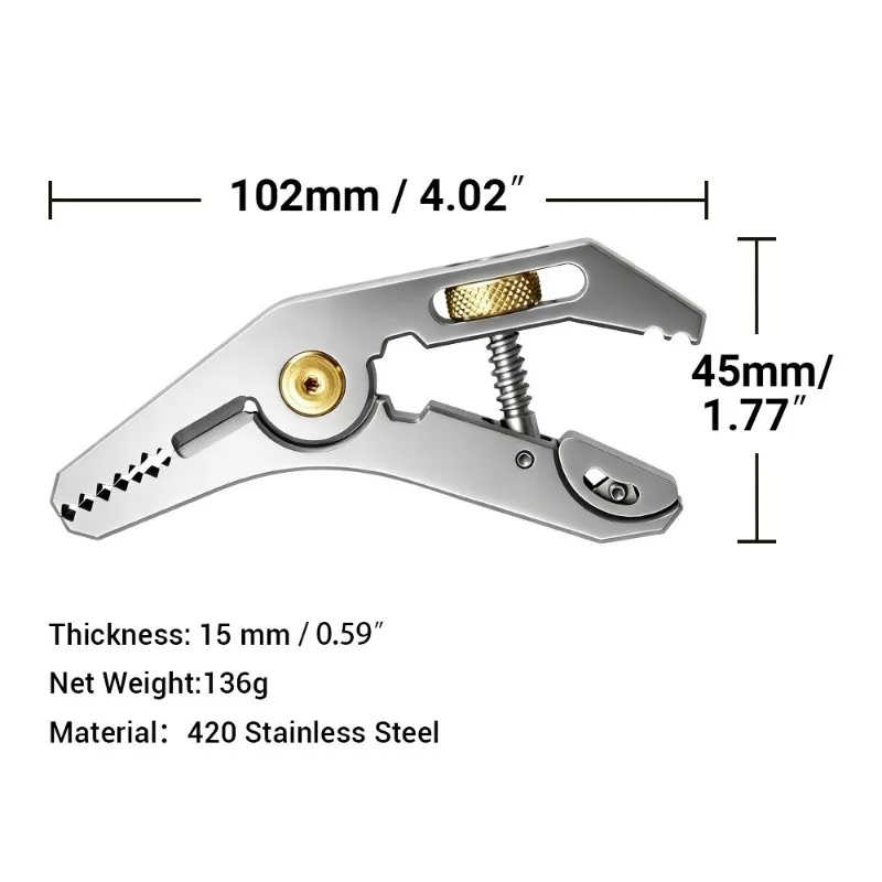 Stainless steel jaw clamping tool pliers outdoor equipment tool double wrench