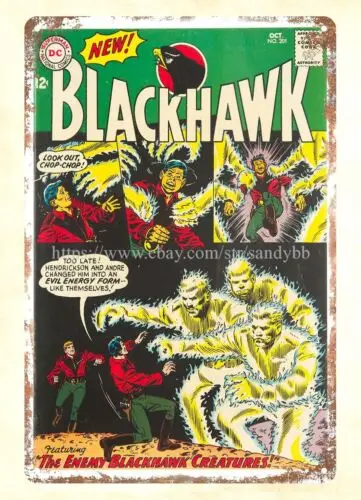 1964 comic Blackhawk metal tin sign home garden wall decor sign