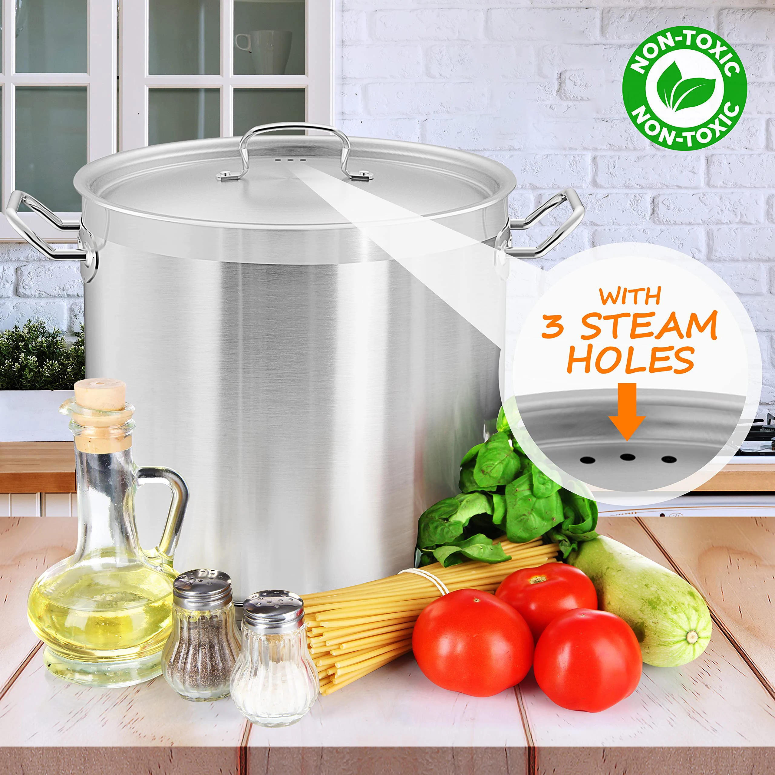 Commercial High Quality 20 Quart Stockpot Big Stainless Steel Stove Industrial Pasta Cooking Pots Stock Pots view 5