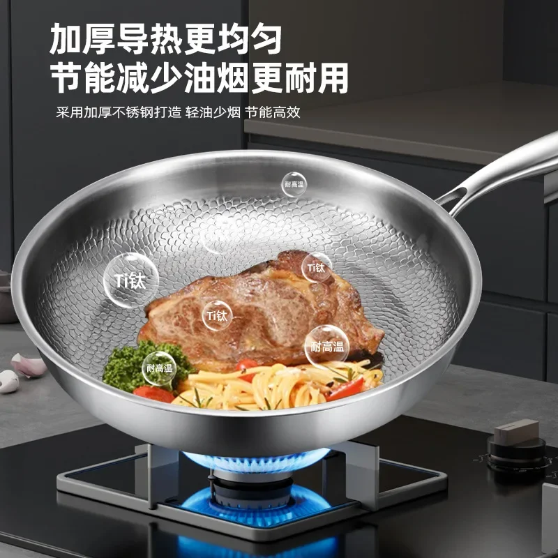 New uncoated titanium pan, non stick pan, fish scale hammer titanium alloy household flat bottomed frying pan