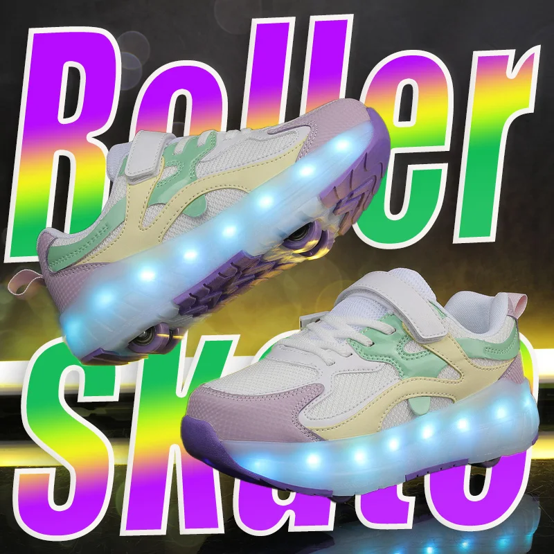 

Roller Skate Shoes For Kids Four Wheels Riding boys and grils Inline Skate board Shoes With Wheels sneaker
