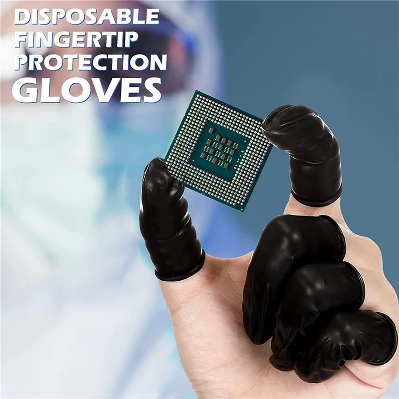 B29C-1600 Pcs Disposable Latex Finger Cots Protective Fingertips Gloves Black Anti Static Finger Cots Rubber Finger Sleeves