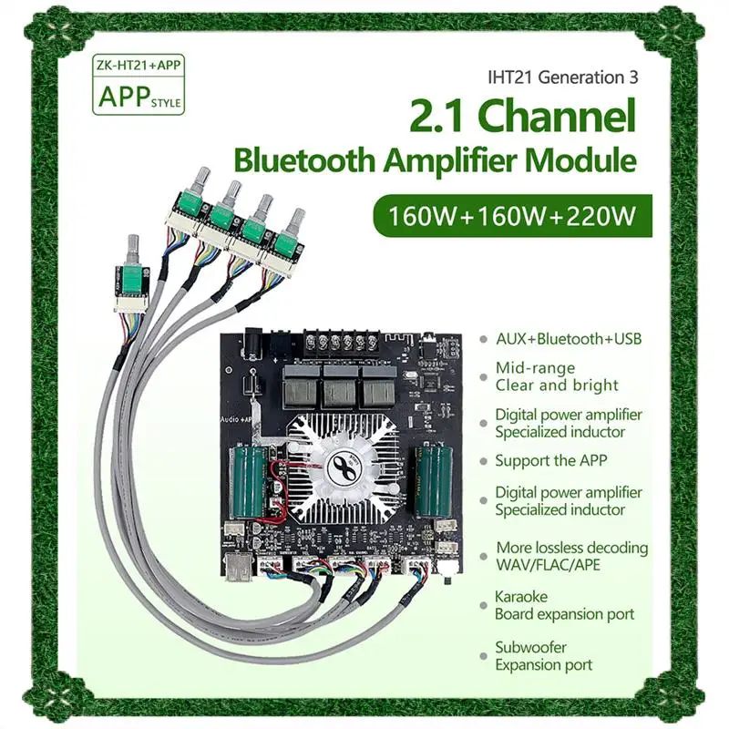 تسليم 24 ساعة ZK-HT21 مضخم الطاقة الرقمي 160Wx2 + 220W بلوتوث 2.1 قناة TDA7498E وحدة APP التحكم في الطاقة الصوتية أ