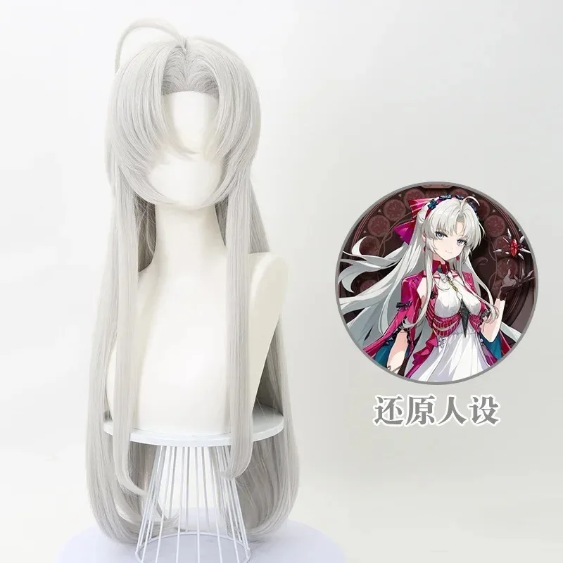 CyGame Wuthering موجات كارلوتا مونتيلي شعر مستعار تأثيري رمادي أبيض طويل الشعر مقاومة للحرارة الاصطناعية هالوين حفلة النساء فتاة Pr