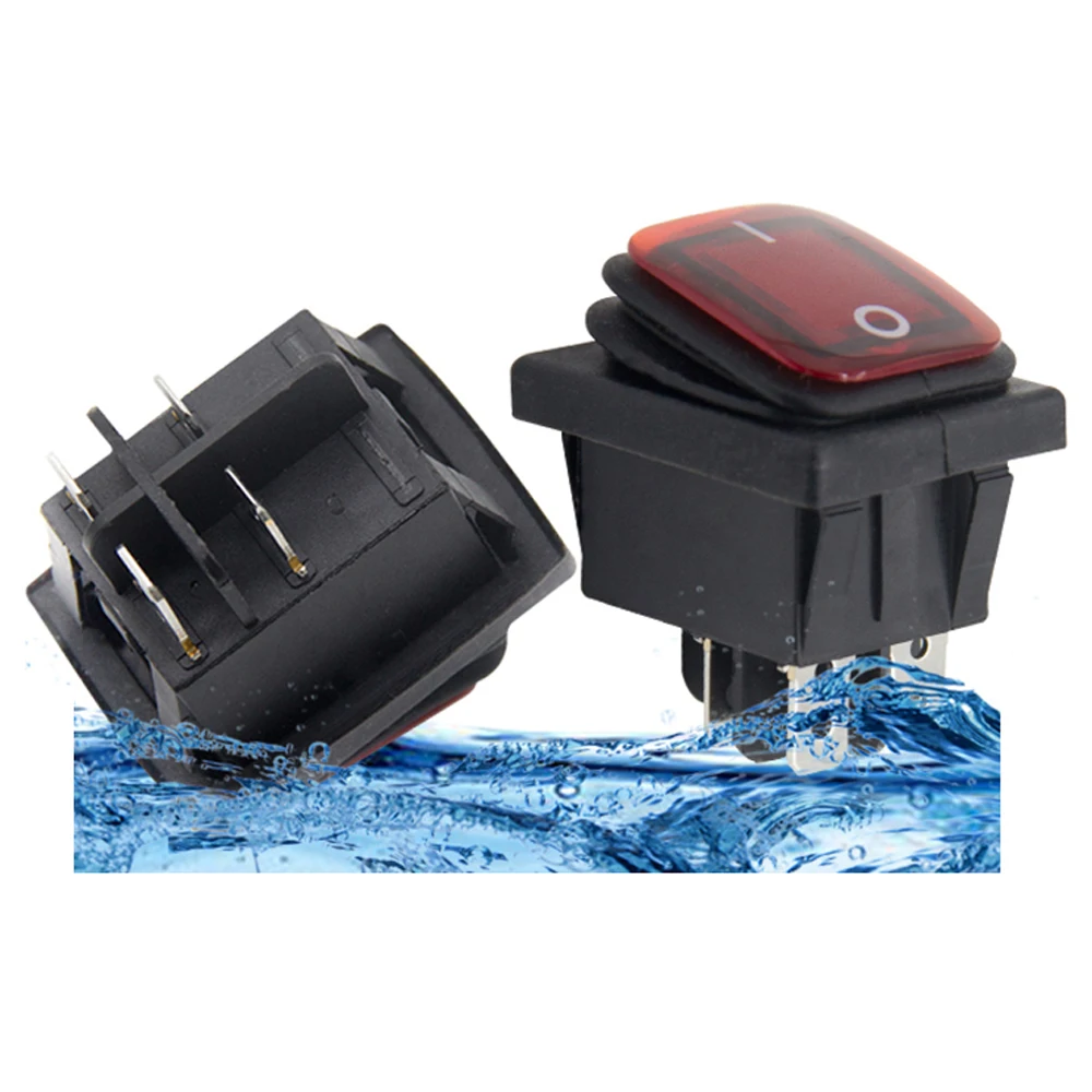 KCD4 방수 로커 스위치 4핀 20A/125V 16A/250V 푸시 버튼 스위치, 1팩