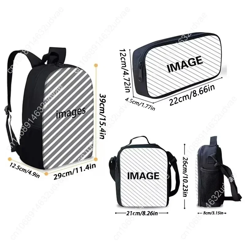 Musician L-Lanky-Boxs Carton 3 pcs set Child School Backpack with Lunch Bags ,Pencil Bags ,School Bags for Boys Girls Best Gift