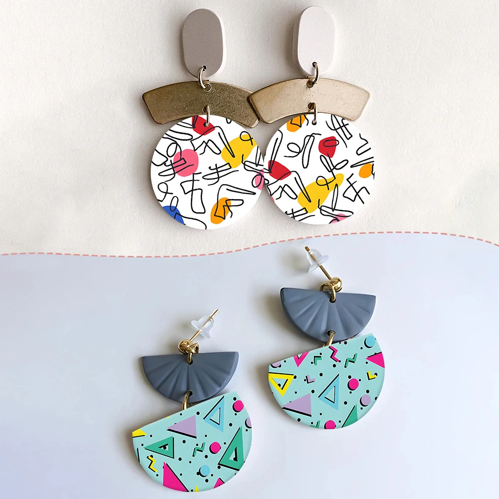 Cute Eggs Ruler Leopard Line Pattern Soft Ceramic Earrings Water Soluble Disposable Sticker for Diy Jewelry Making Decal