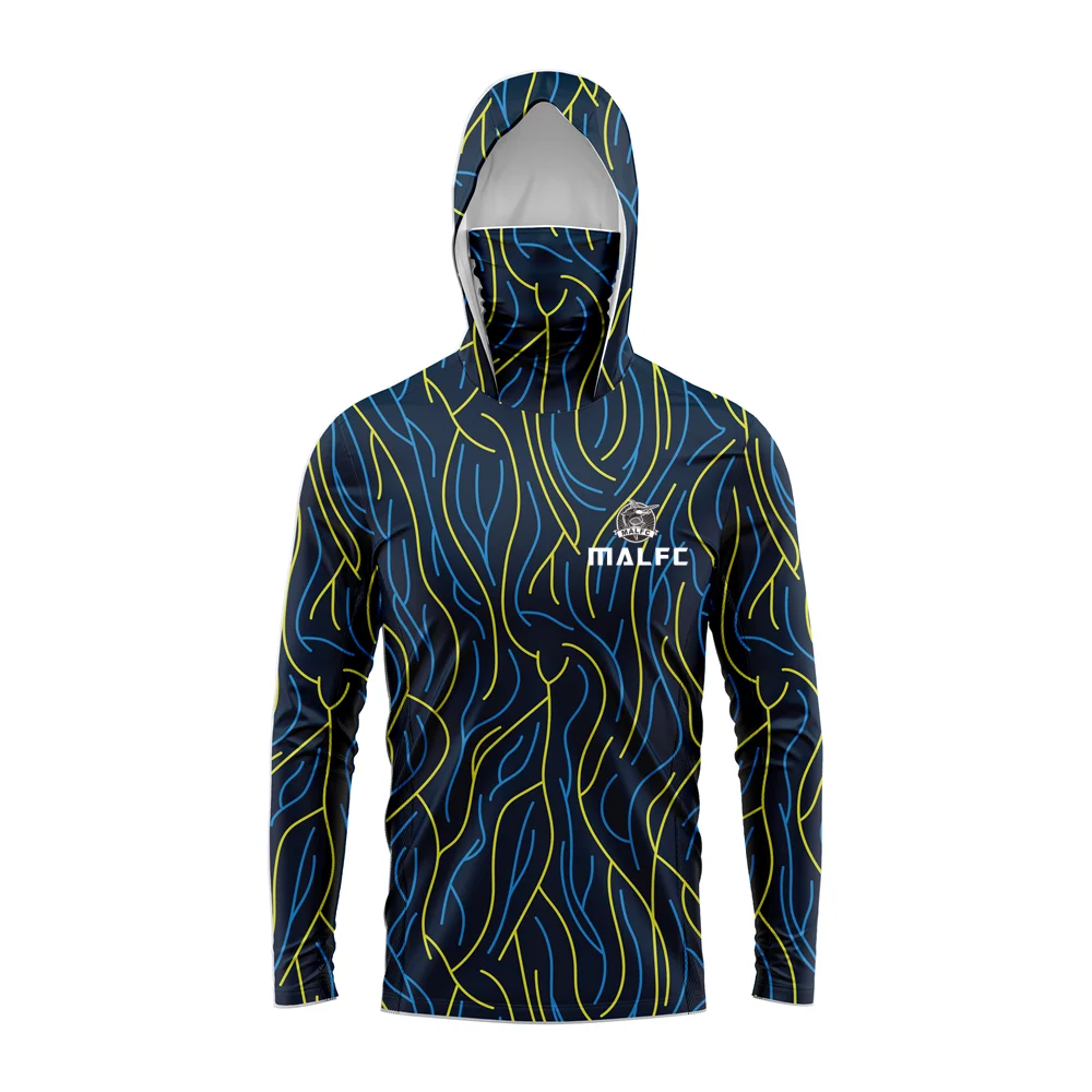 MALFC Herren Hood Fishing Shirt Langarm Angel-T-Shirt UV-Schutz Angelbekleidung