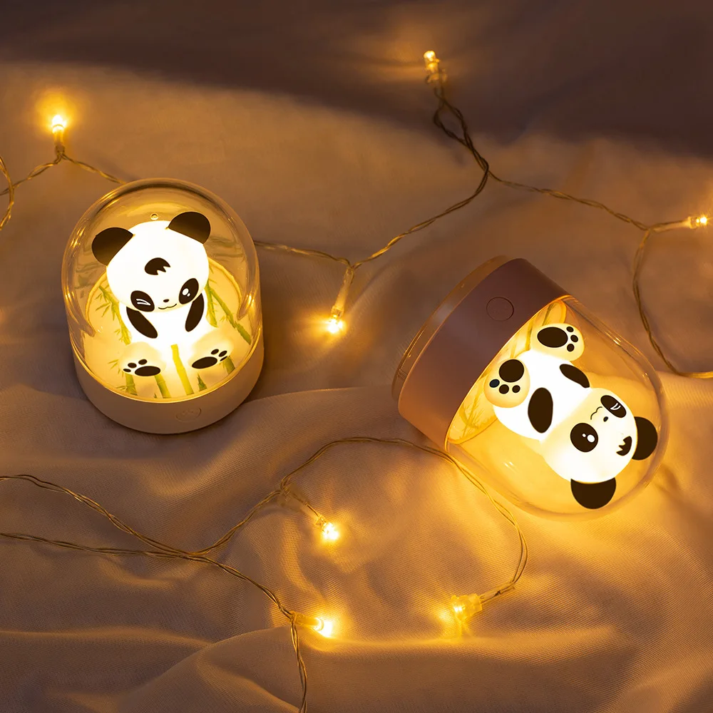 Panda Aromatherapy NightLight USB Rechargeable LED Colorful Atmosphere Lamp for Bedside Livingroom Lighting Decor Holiday Gift