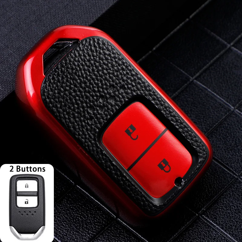 

Leather Car Remote Key Case Cover Shell For Honda CRV CR-V Fit Civic Accord HR-V HRV City Odyssey XR-V Protector Holder Keyless