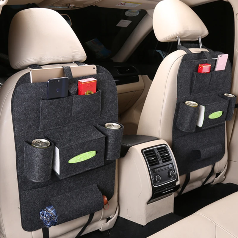 Felt Car , Kick Mats Car Back Seat Protector For Kids, 6-Pocket Storage