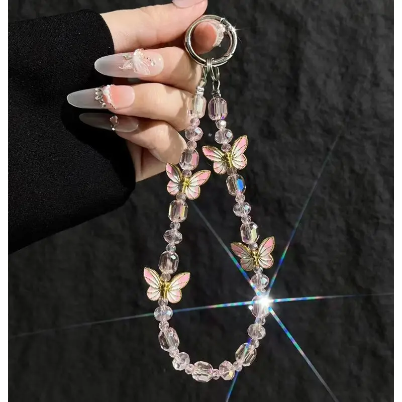 

Бабочка Кристалл Бисер Для Мобильного Телефона Цепочка Подвесной Светильник Роскошная Сумка Подвеска Чехол Для Мобильного Телефона Брелок