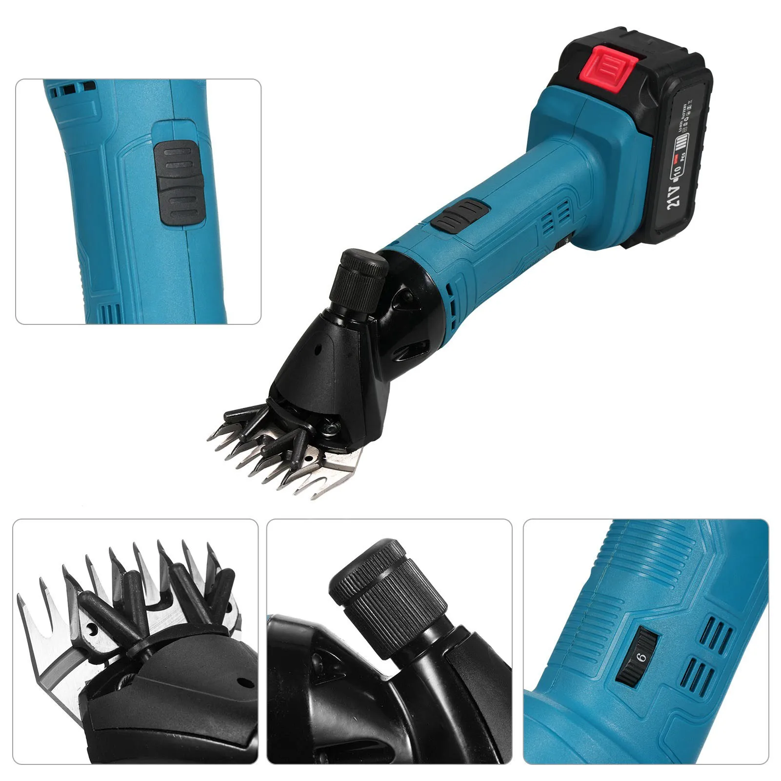 9-зубчатые 6-скоростные регулируемые литий-ионные ножницы для шерсти, набор электрических машин для бритья овец для стрижки животных, электрические ножницы для шерсти