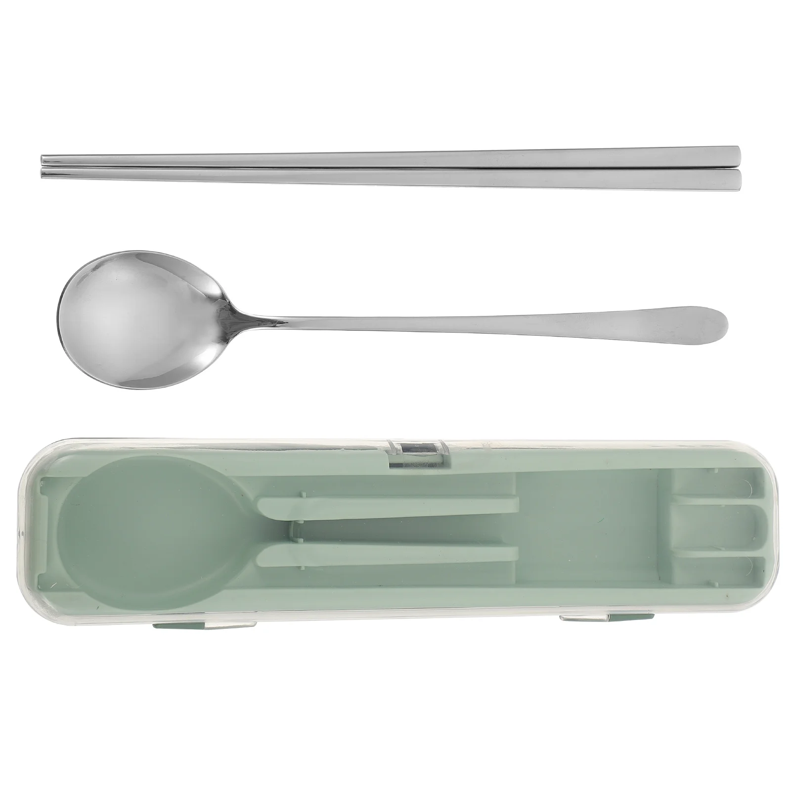 

Spoons Stainless Steel Cutlery Protable Fork Sticks Household Travel Silverware Camping Cookware Chopsticks Green Baby