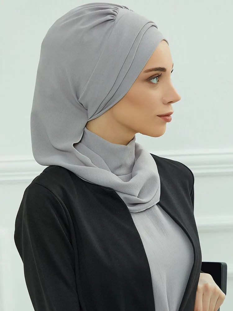 Hijabs internos muçulmanos lisos para mulheres, faixa de cabeça islâmica, boné, xale longo, lenço, capa de pescoço, headwraps, pré-design, novo