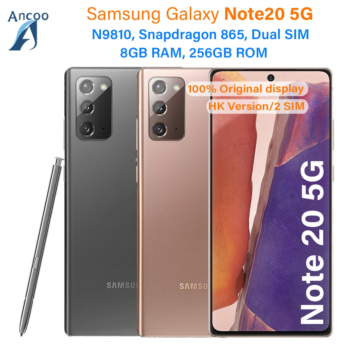 Samsung Galaxy Note20 5G N9810 256GB ROM 8GB Octa Core 6.7“ Snapdragon 865  64MP&Dual 12MP Dual Sim Unlocked Original Cell Phone