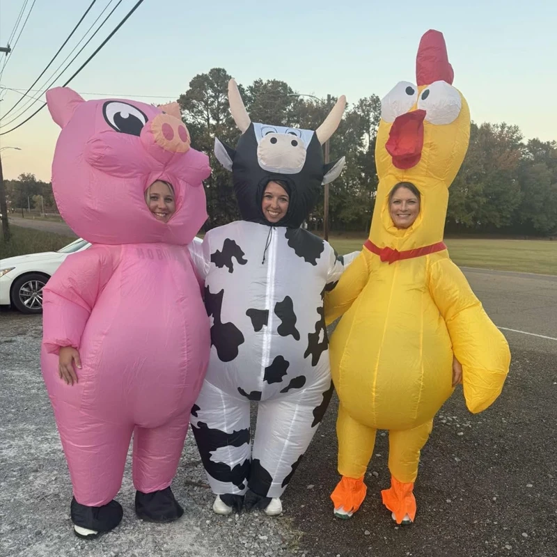 

Black White Spotted Cow Inflatable Cosplay Costume Cute and Funny Mascot Costume Halloween Christmas Party Performance Costume