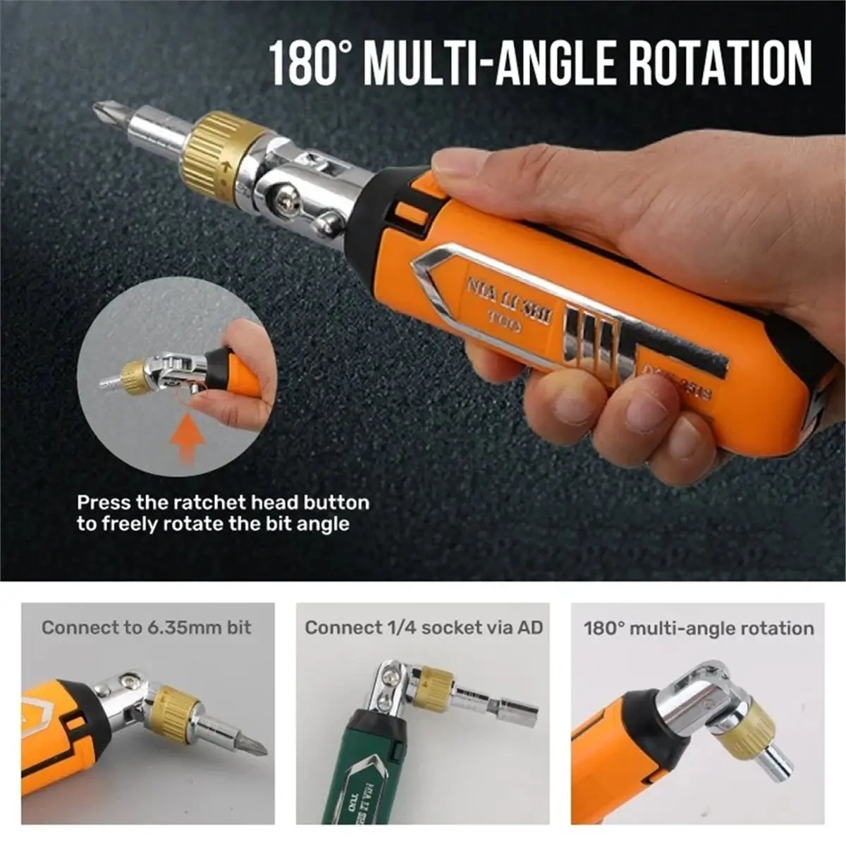 14 in 1 Multi-Function Rotary Ratchet Screwdriver Set with Torx & Bits Yellow