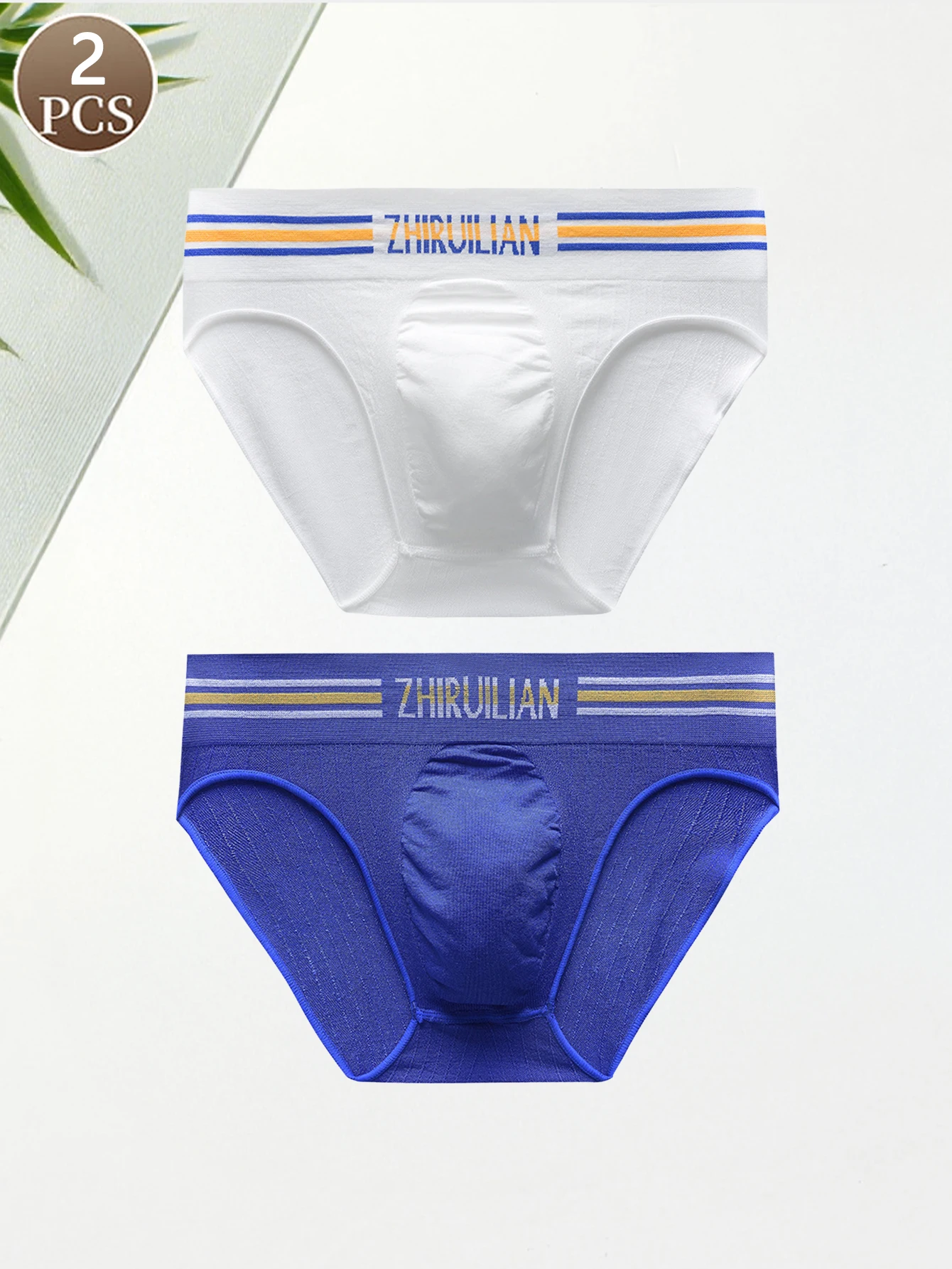 2PCS men's briefs for casual sports and comfortable men's soft knitted low waist letter men's triangle underwear