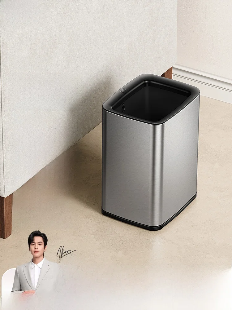 

EKO Stainl Steel Tra Can Open Top Kitchen Living Room Commercial Office Simple Sle Waste Bin Garbage Can Tra Container