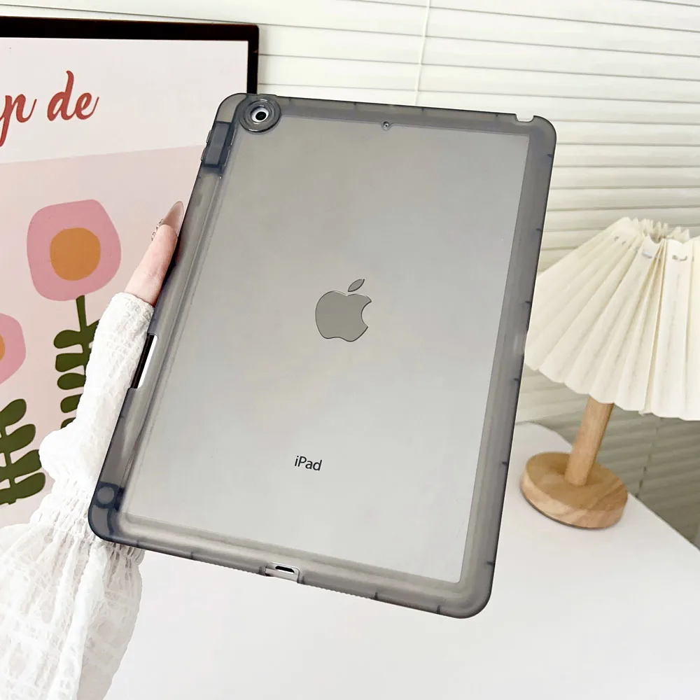 

New Shockproof TPU Back Cover for iPad 7th 8th 9th 10.2" Transparent Protective Case with Pen Slot Anti-Scratch Soft Shell Case