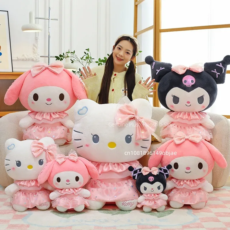 80cm Super Big Size Sanrio Hello Kitty Anime Plush Stuffed Doll Kuromi Room Decoration Plushies My Melody Pillow Ornaments Gifts