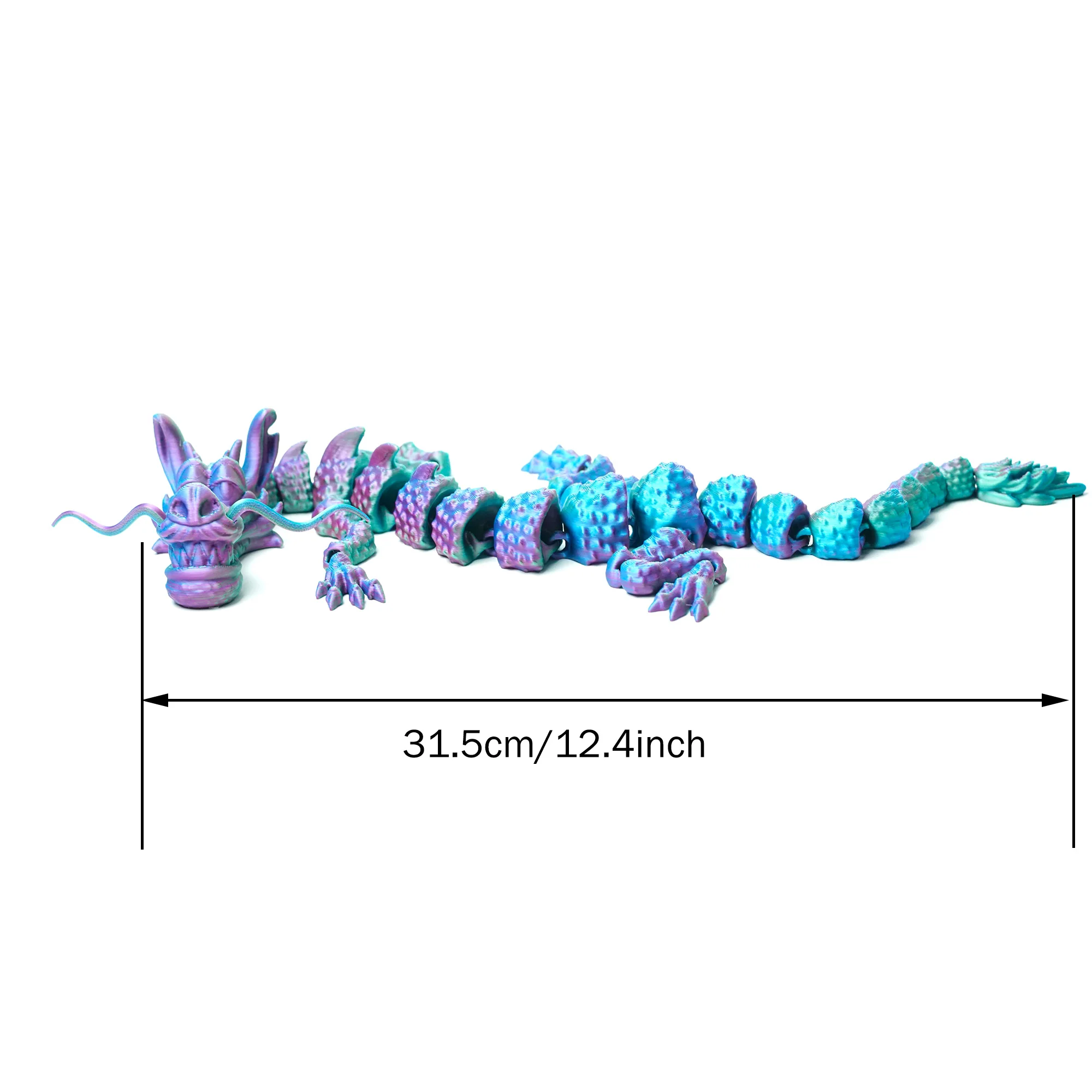 Drago stampato in 3D, figurina modello animale giunto flessibile, decorazione desktop, giocattolo di decompressione, agitazione