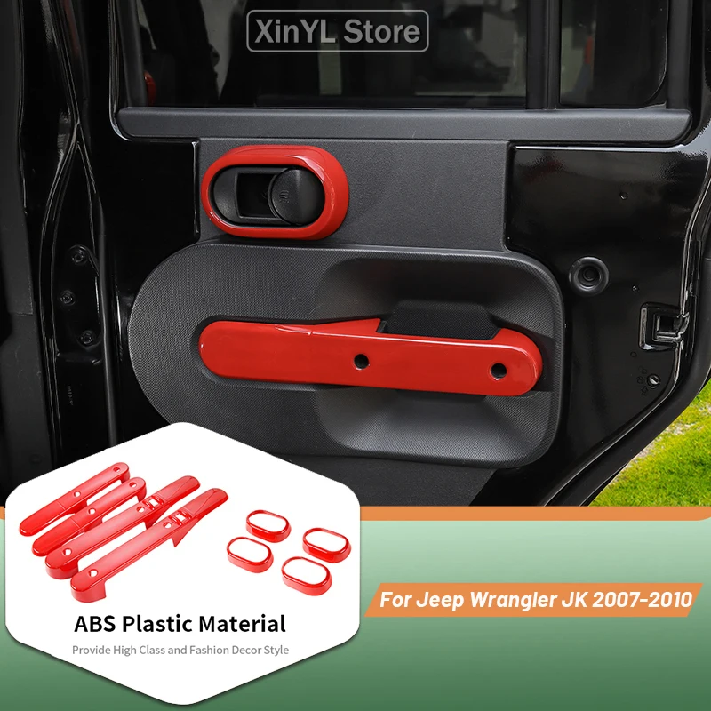 

Red Car Inner Door Panel Decoration Cover For Jeep Wrangler JK 4-Door 2007 2008 2009 2010 Interior Accessories