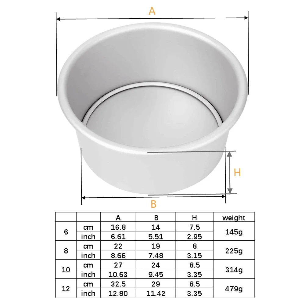 6/8/10/12inch Solid  Bottom Aluminum Chiffon Cake Mold Nonstick  Cake Pan DIY Round Cake Mold Pan Bakeware Tools