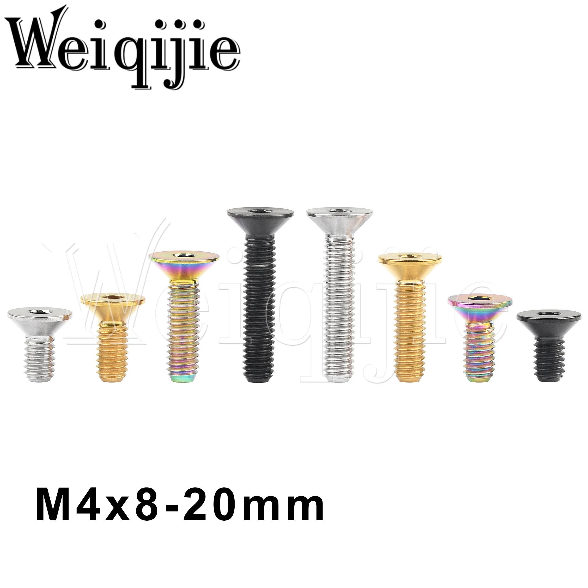 

Weiqijie 6pcs/lot Titanium Ti Bolt M4x 8 10 12 15 20mm Countersunk Hexagon Socket Head Screw Bicycle Bike