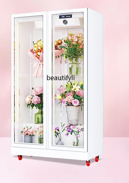 Refrigerated Flower Display Cabinet Commercial Real Air Cooling Frostless Beverage Preservation Large Capacity