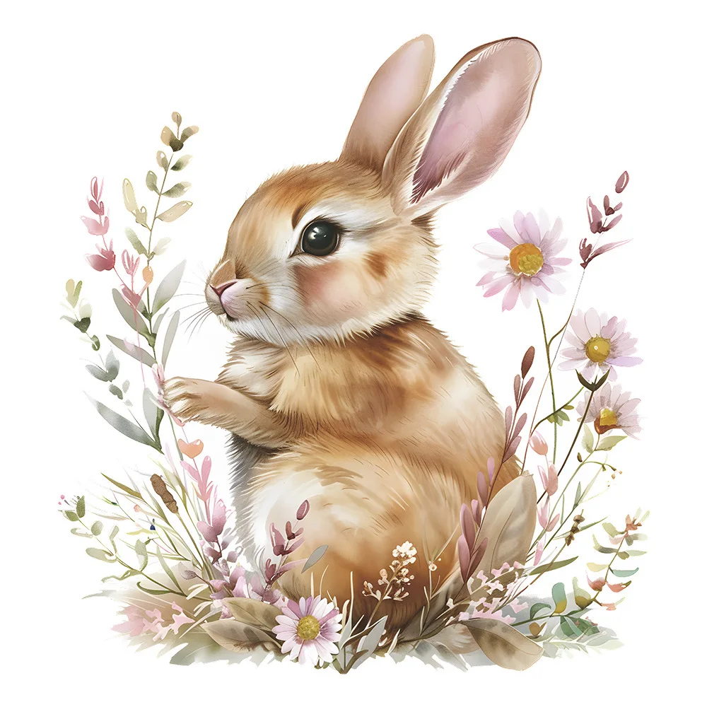 Bunny Vinyl Tile Child Wall Stickers For Baby Room Decor Wall Decor Adhesive Wallpaper Furniture Sticker Bedroom Accessories