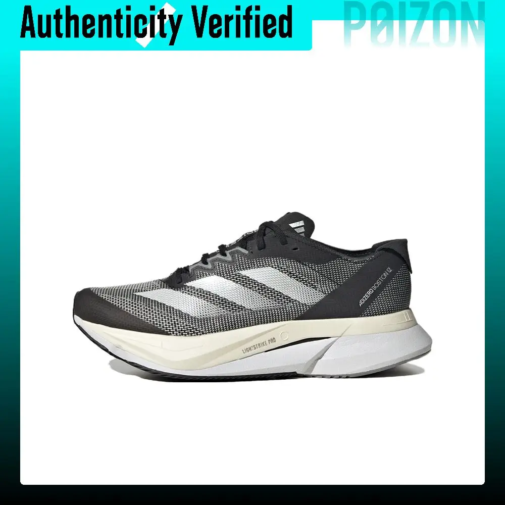 Adidas Adizero Boston 12 Running Shoes Women's Low-top Black White HQ2171